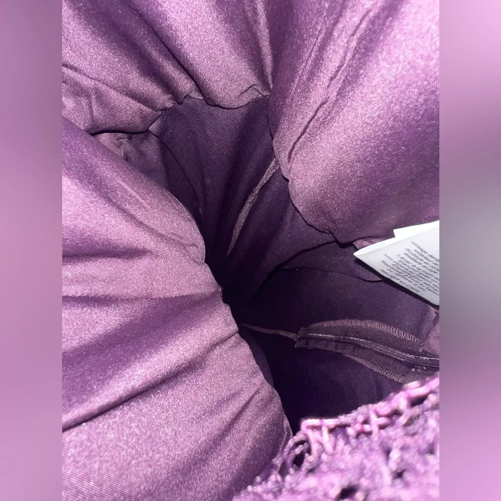 David’s Bridal Dark Purple Floral polyester long formal dress size 0 - Picture 15 of 16